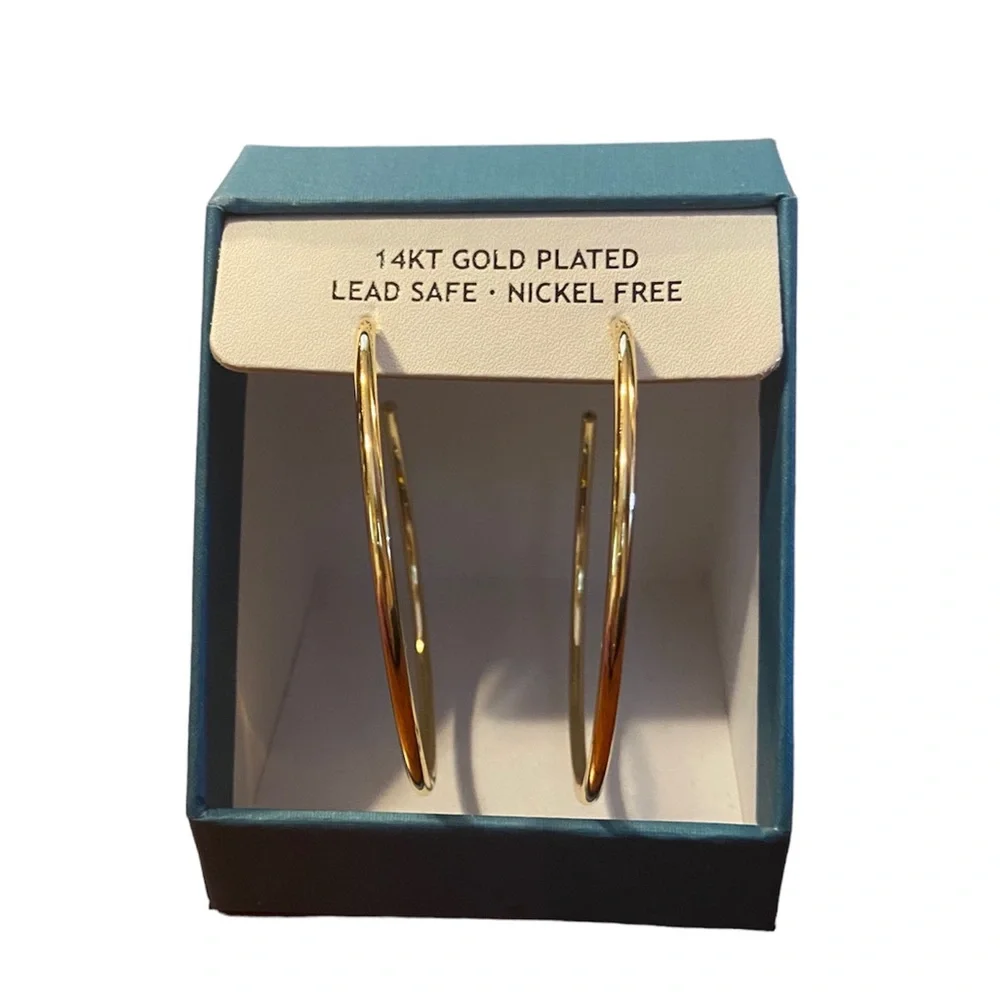 House of Harlow 1960 14K Gold Plated Round Hoop Earrings - Picture 2 of 5